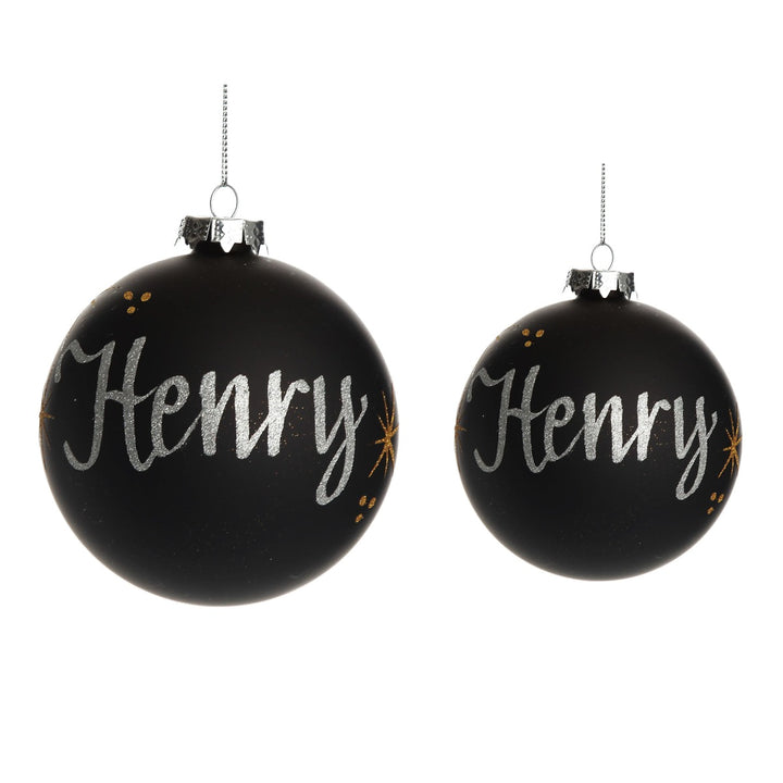 Black Glass Personalised Christmas Bauble