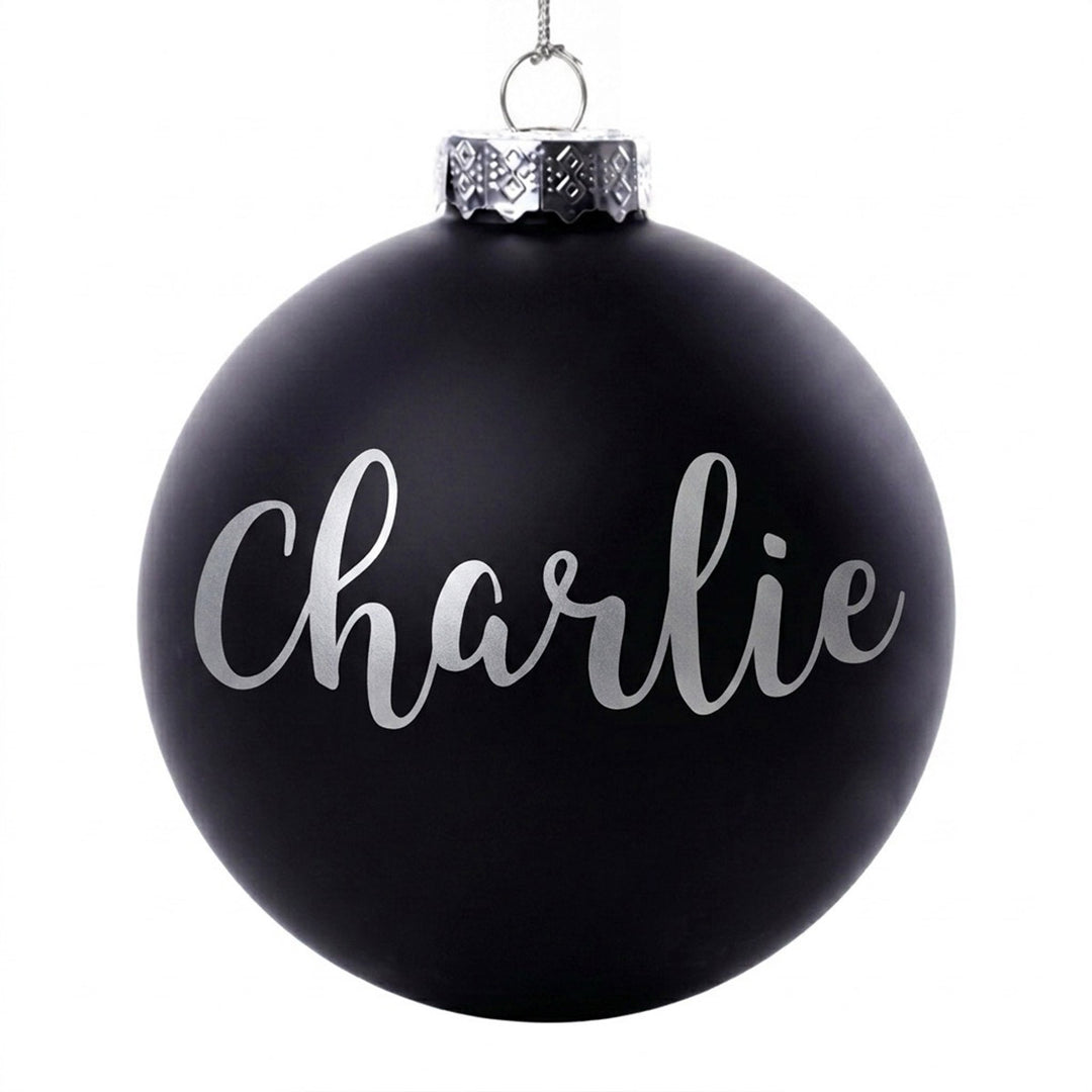 Black Glass Personalised Christmas Bauble