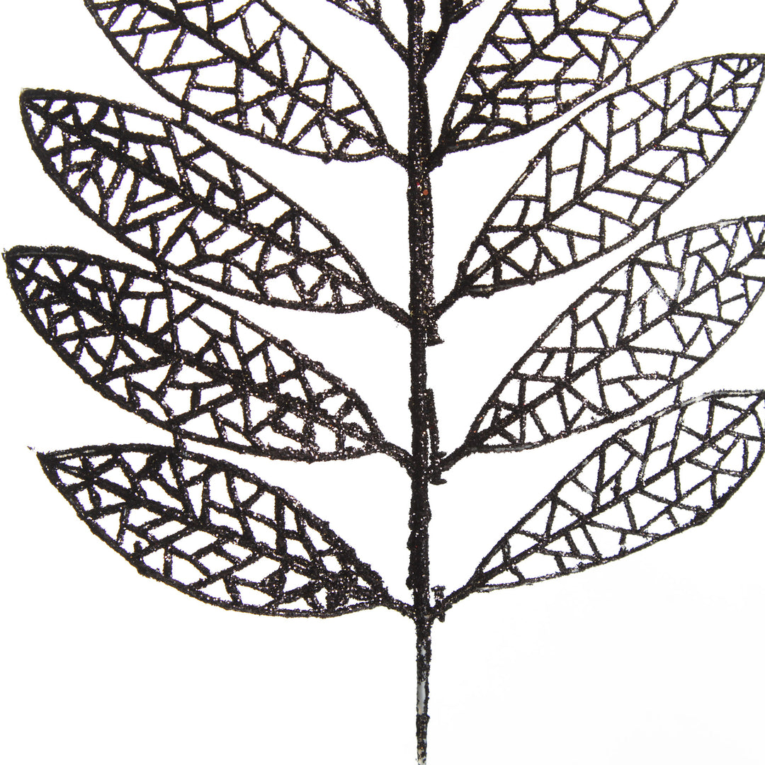 Black Glitter Mesh Leaf Pick - Set of 2