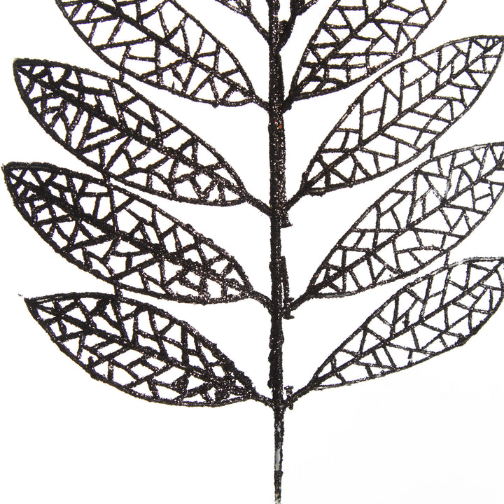 Black Glitter Mesh Leaf Pick - Set of 2