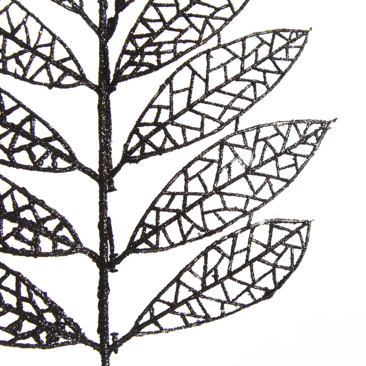 Black Glitter Mesh Leaf Pick - Set of 2