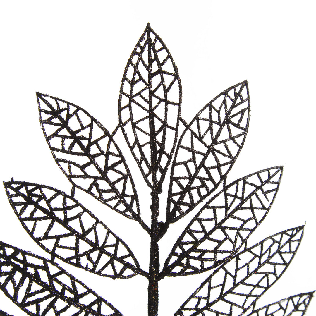 Black Glitter Mesh Leaf Pick - Set of 2