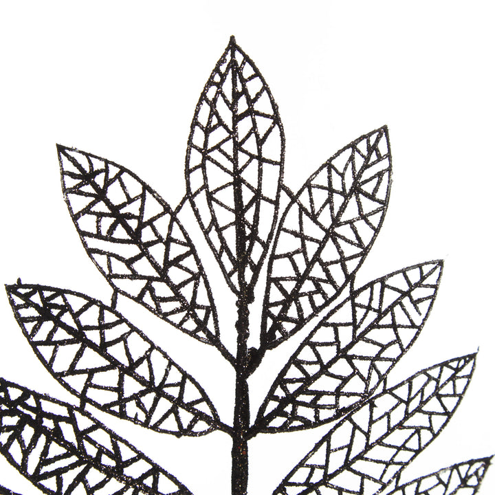 Black Glitter Mesh Leaf Pick - Set of 2