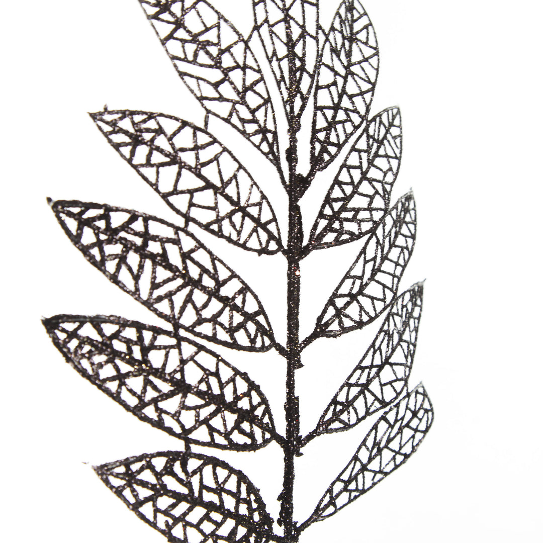 Black Glitter Mesh Leaf Pick