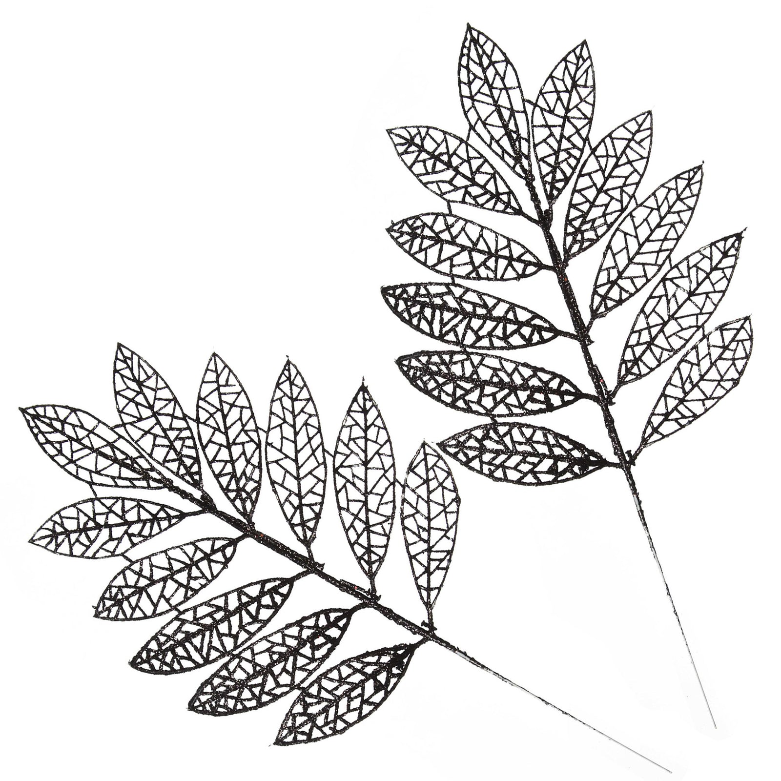 Black Glitter Mesh Leaf Pick - Set of 