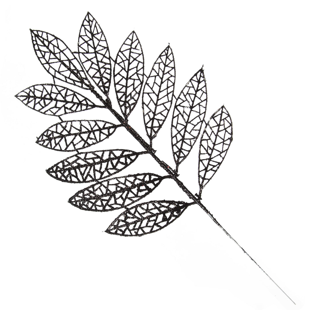 Black Glitter Mesh Leaf Pick