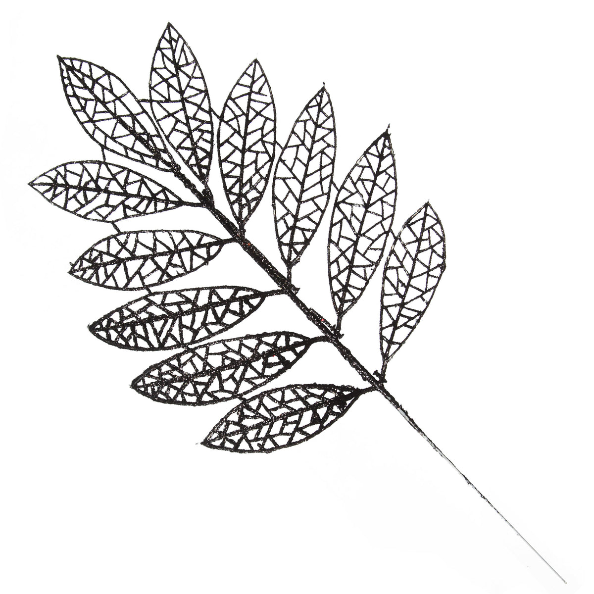 Black Glitter Mesh Leaf Pick