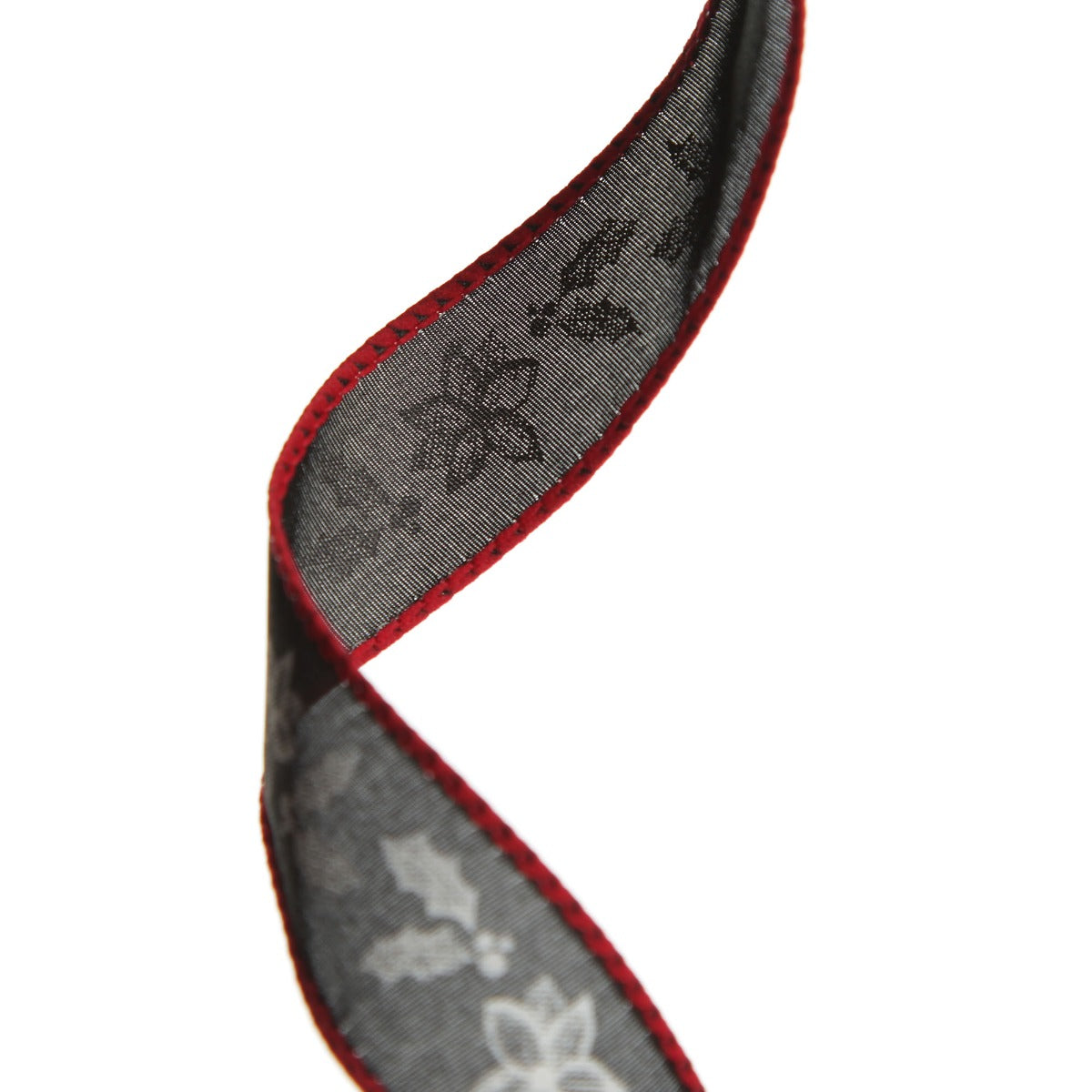 Black Holly with Red Trim Wired Ribbon - 2.2cm