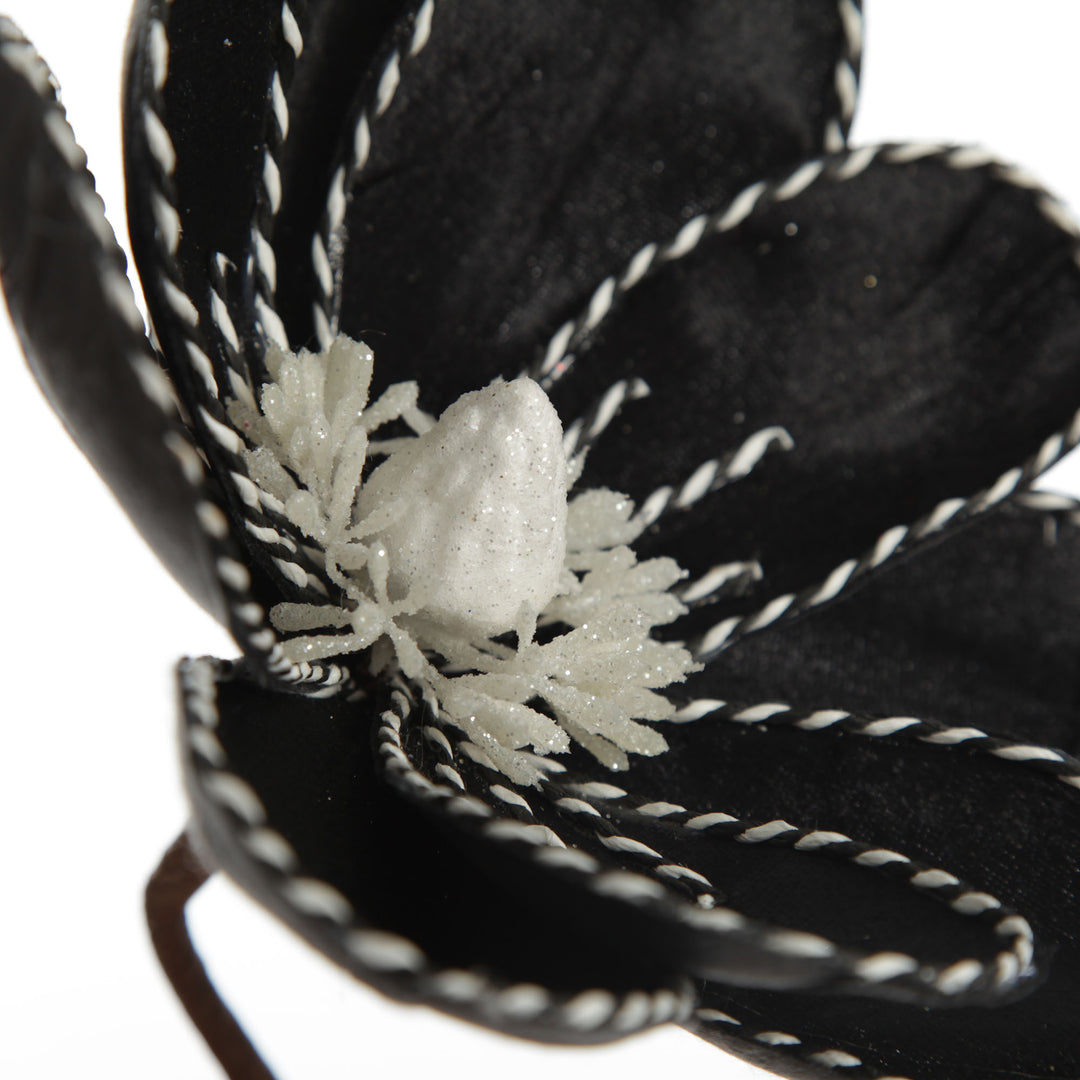 Black Magnolia Flower Stem with Twine Trim