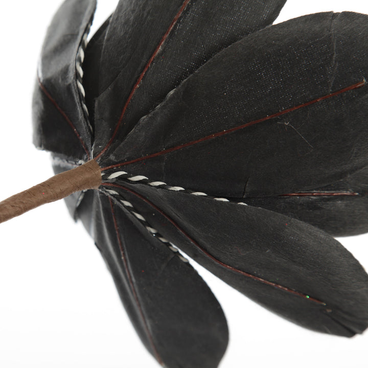 Black Magnolia Flower Stem with Twine Trim