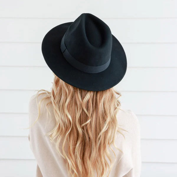 Black Soft Wide Band Fedora Hat