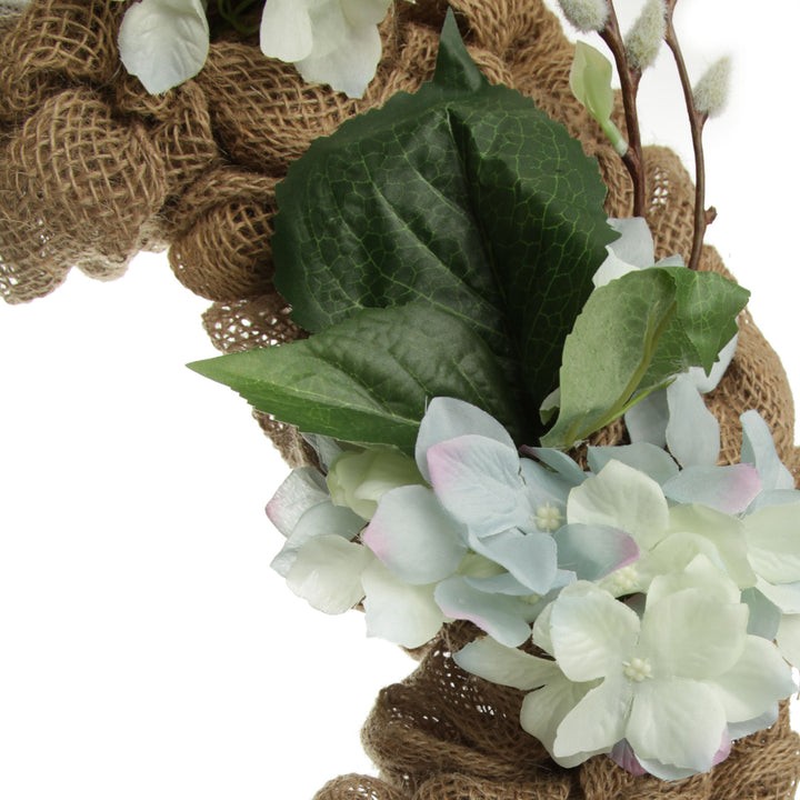 Blue Bunny Burlap Easter Wreath Detail

