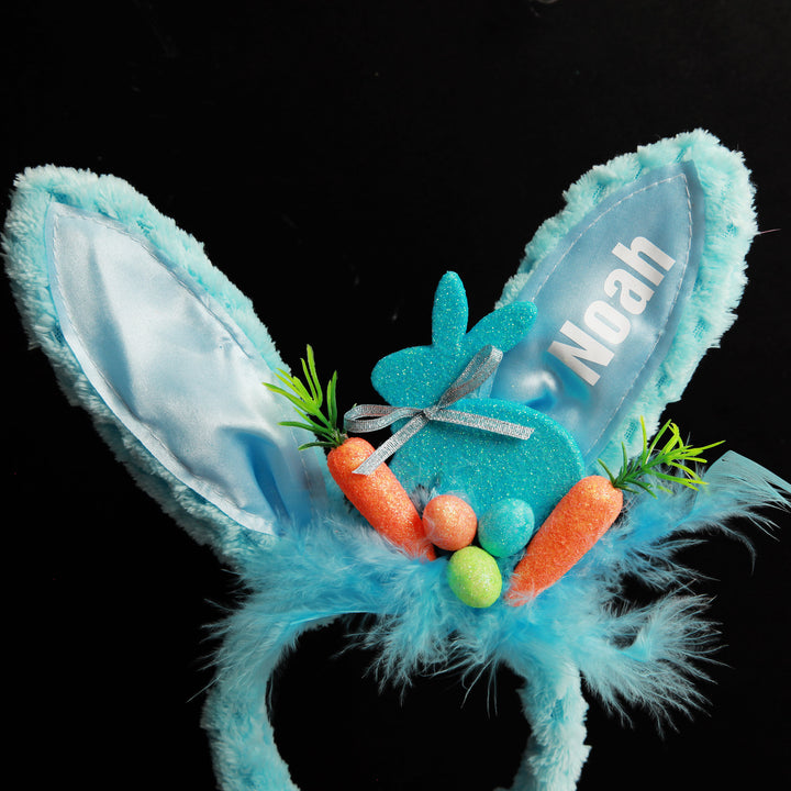 Personalised Easter Hunt Blue Bunny Easter Headband and Bucket Pack