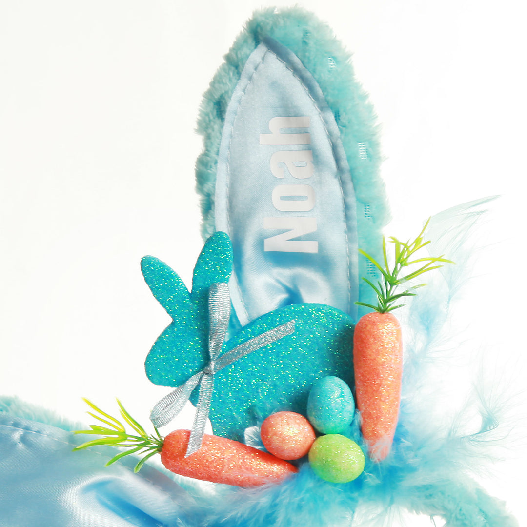 Personalised Easter Hunt Blue Bunny Easter Headband and Bucket Pack