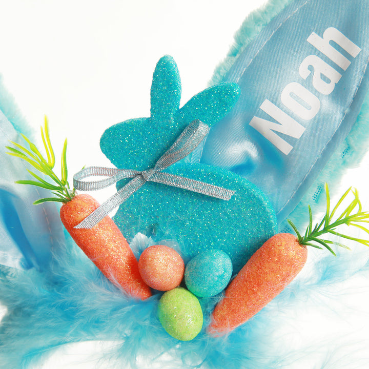 Personalised Easter Hunt Blue Bunny Easter Headband and Bucket Pack