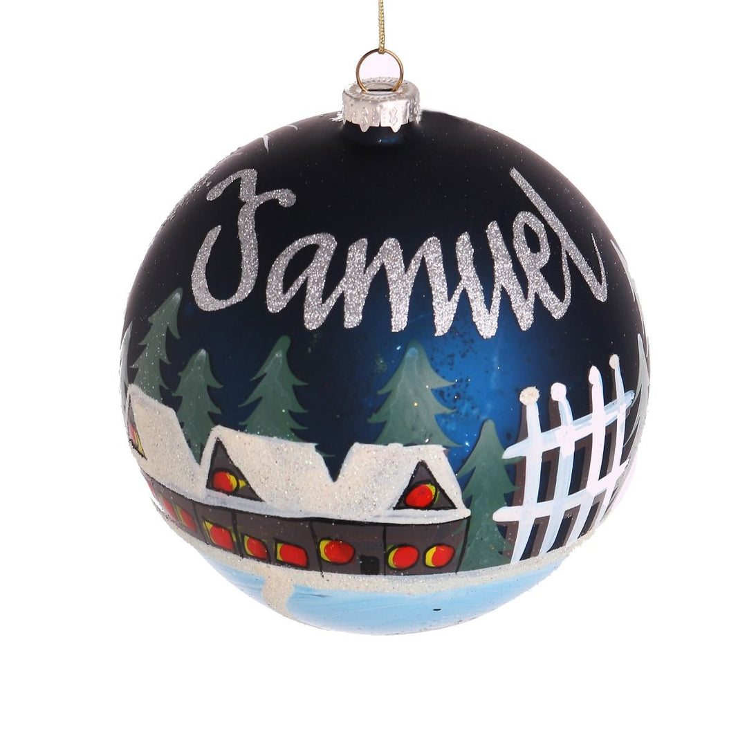 Blue Christmas Village Bauble