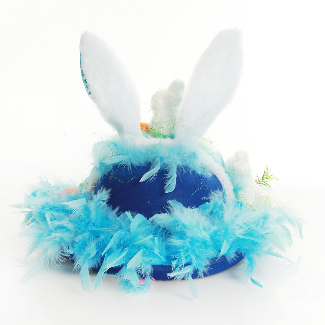 Personalised Blue Feather and Bunny Easter Hat