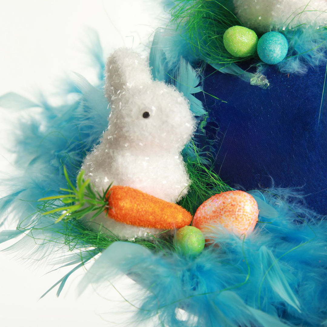 Personalised Blue Feather and Bunny Easter Hat