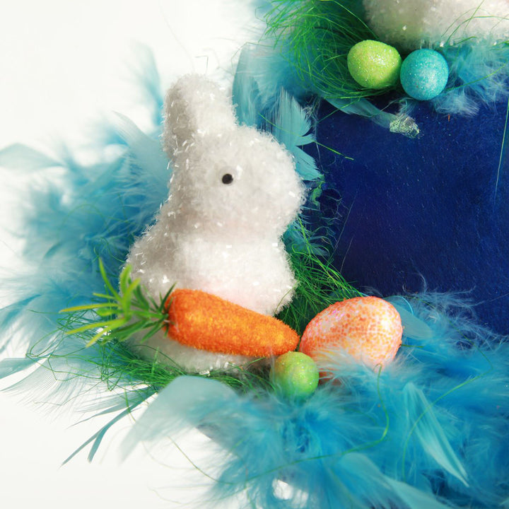 Personalised Blue Feather and Bunny Easter Hat