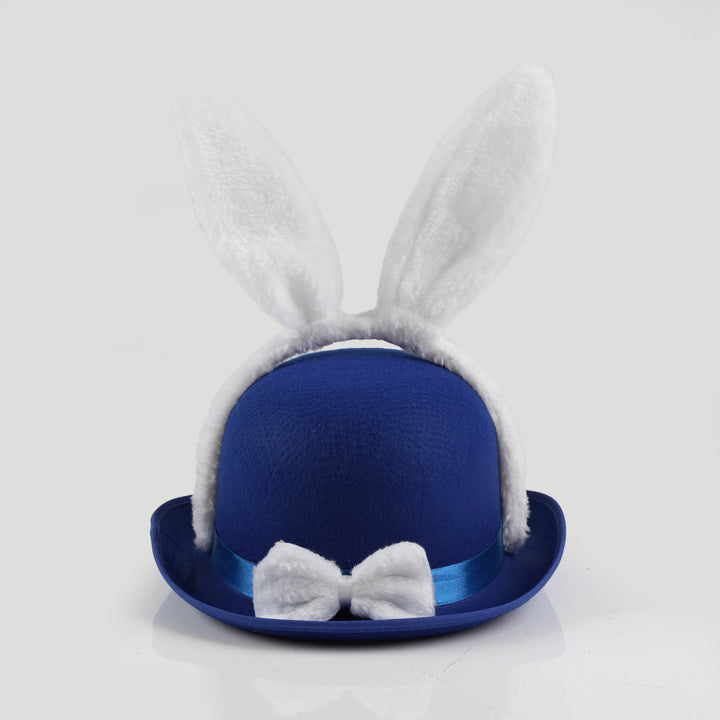 Blue Felt Easter Hat with Fluffy Bunny Ears
