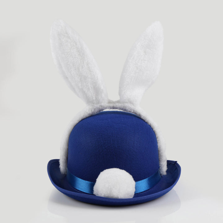 Blue Felt Easter Hat with Fluffy Bunny Ears