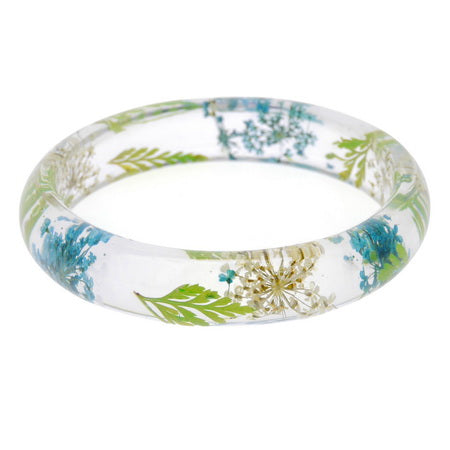 Blue Flower Resin Bangle