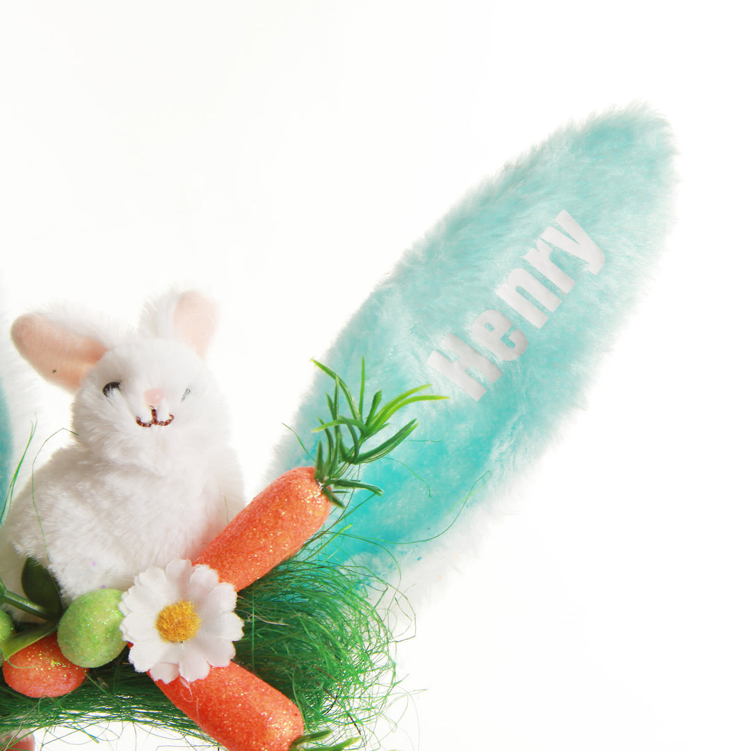 Personalised Blue Fluffy Bunny Ears Easter Headband