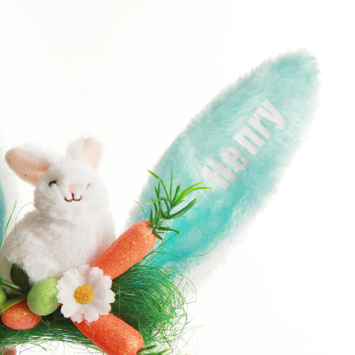 Personalised Blue Fluffy Bunny Ears Easter Headband