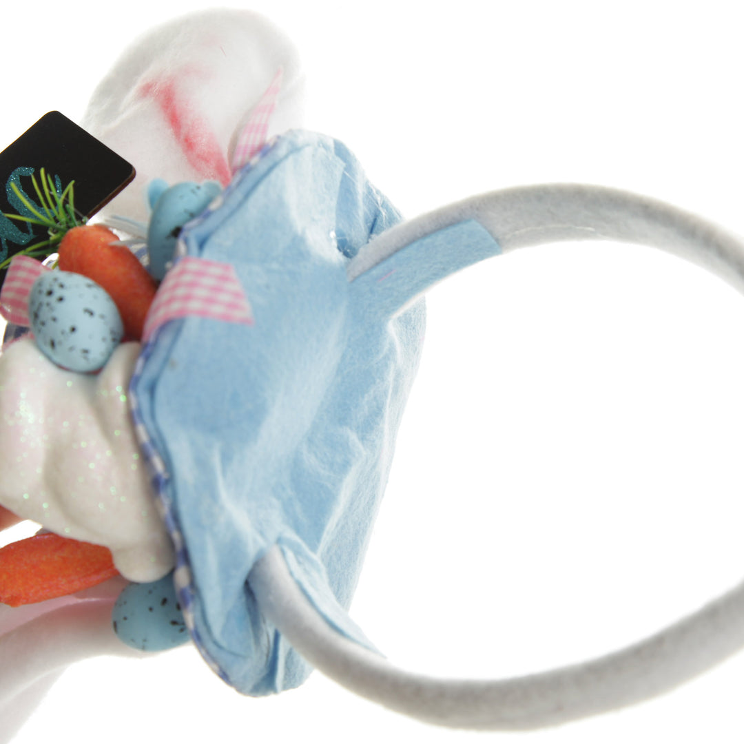 Personalised Bunny Ears Easter Blue Gingham Hat Headband