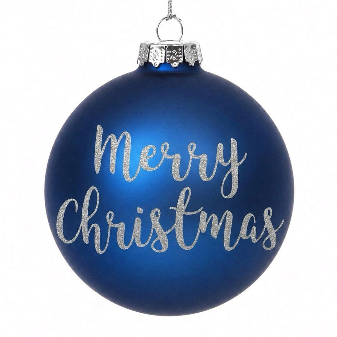 Blue Glass Personalised Christmas Bauble