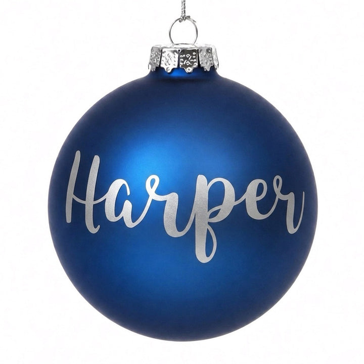 Blue Glass Personalised Christmas Bauble