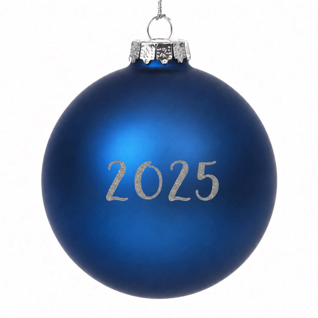 Blue Glass Personalised Christmas Bauble