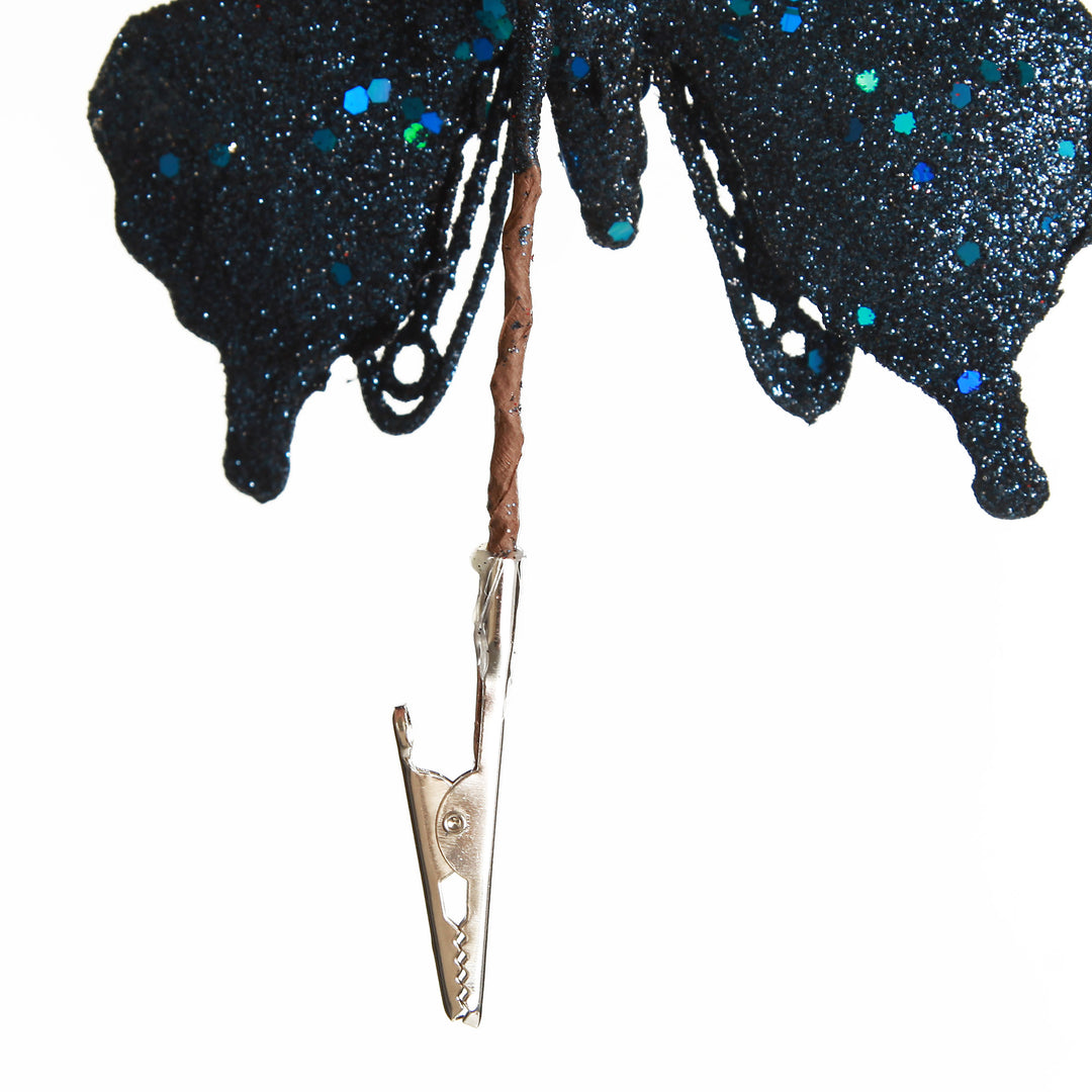 Blue Glitter and Sequin Butterfly Clip