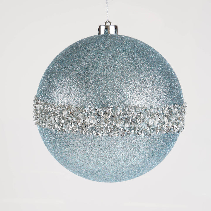 Blue Glitter Beaded Jumbo Bauble - 18cm