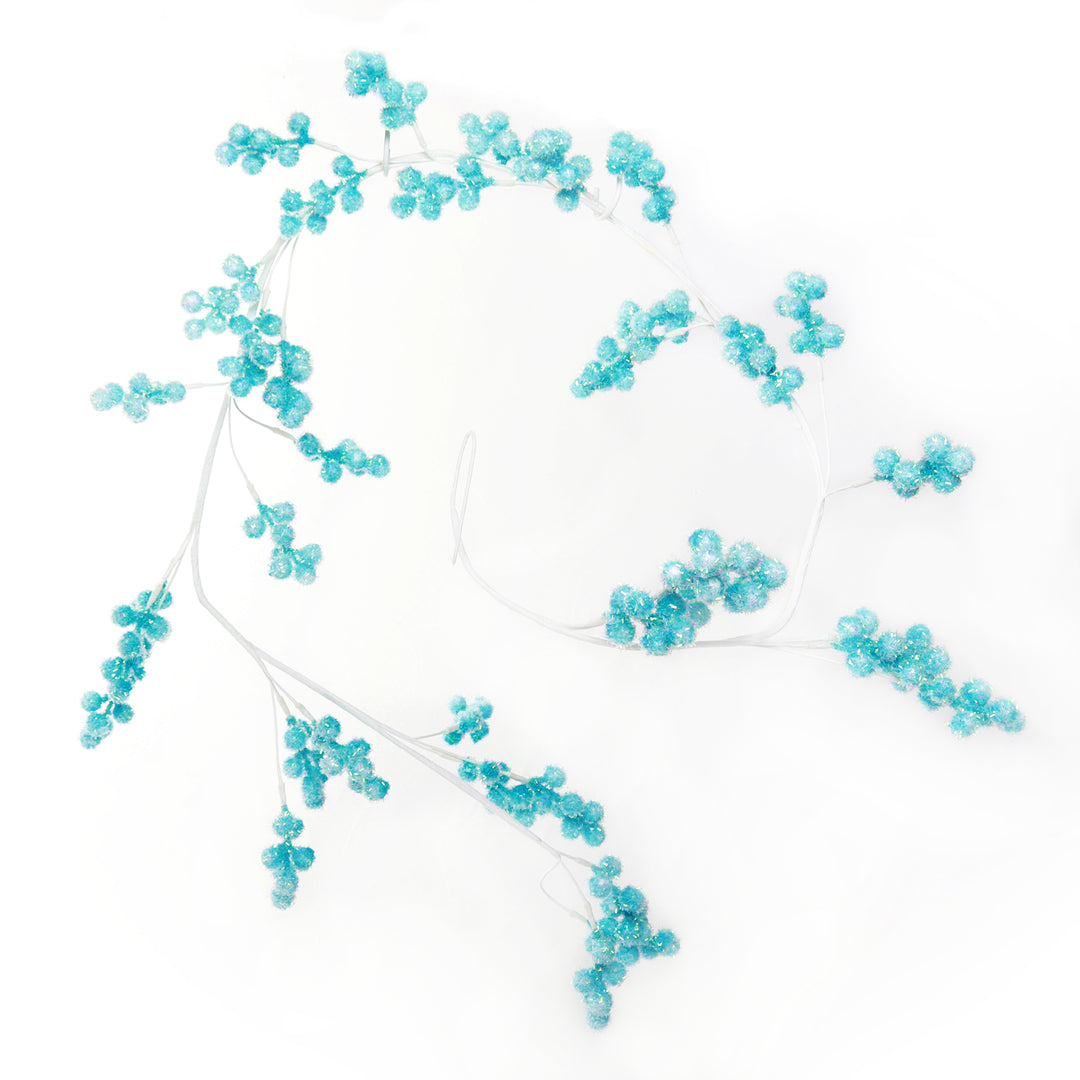 Pastel Blue Glitter Berry Christmas Garland 162cm