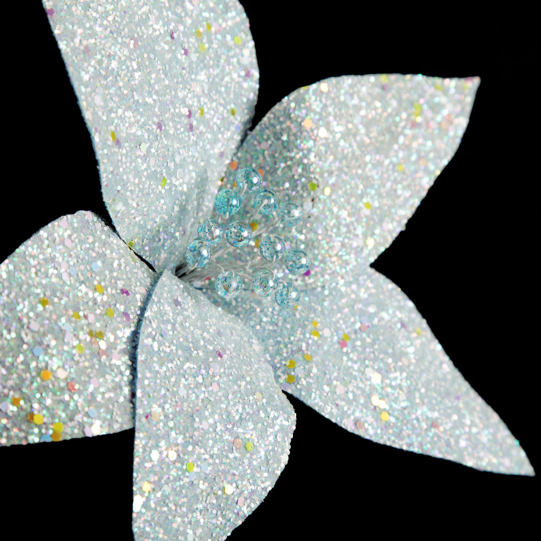 Blue Glitter Flower Pick