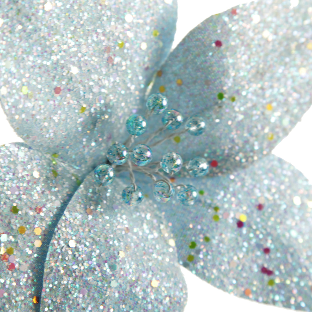 Blue Glitter Flower Pick