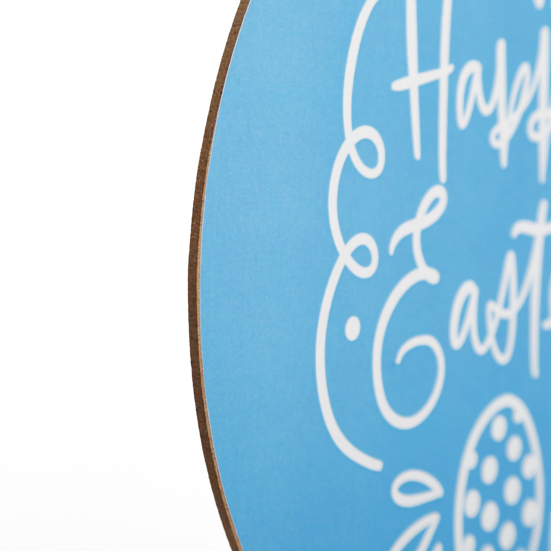 Bright Blue Stripe Happy Easter Plaque and Bow Set