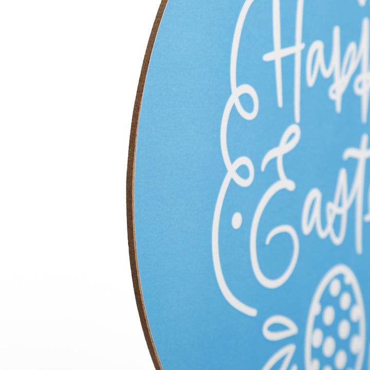 Bright Blue Stripe Happy Easter Plaque and Bow Set