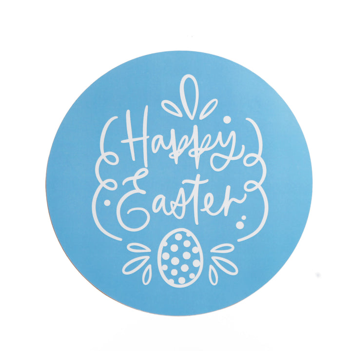 Bright Blue Stripe Happy Easter Plaque and Bow Set