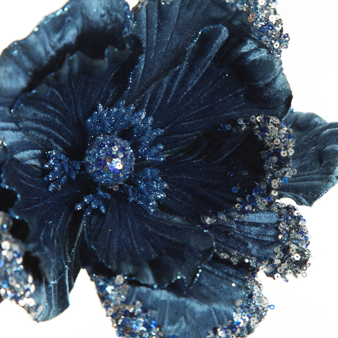 Blue Magnolia Stem with Sequin Tips