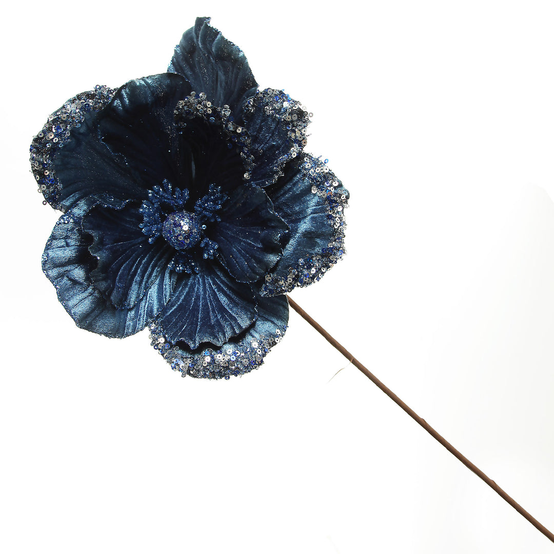 Blue Magnolia Stem with Sequin Tips