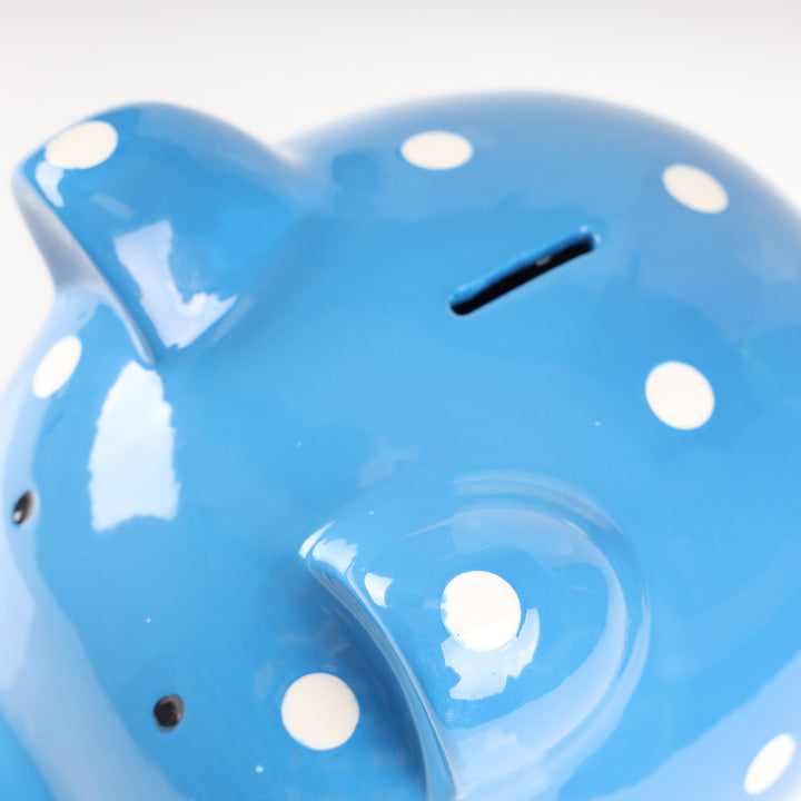 Blue Polka Dot Piggy Bank