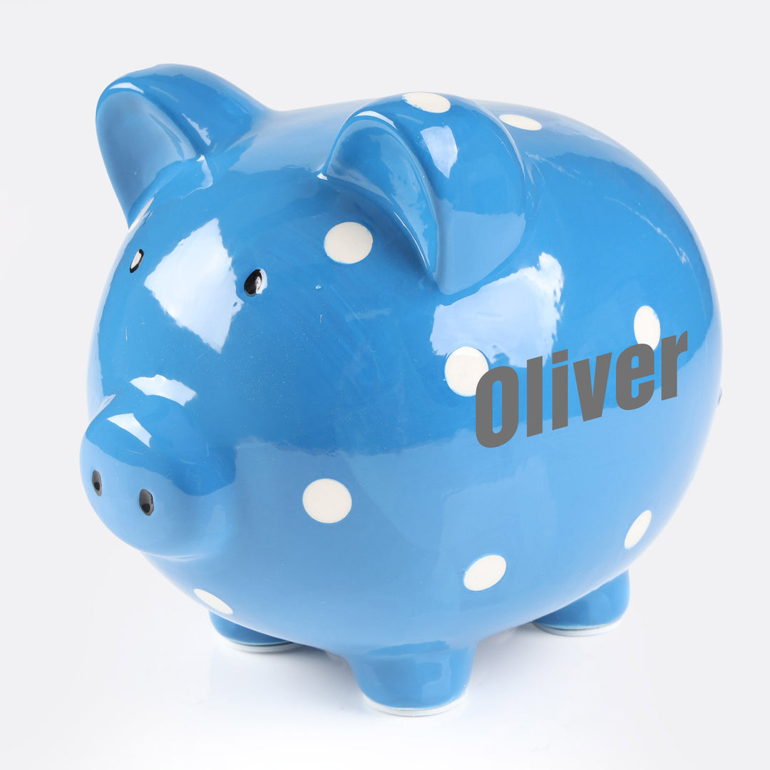 Blue Polka Dot Piggy Bank