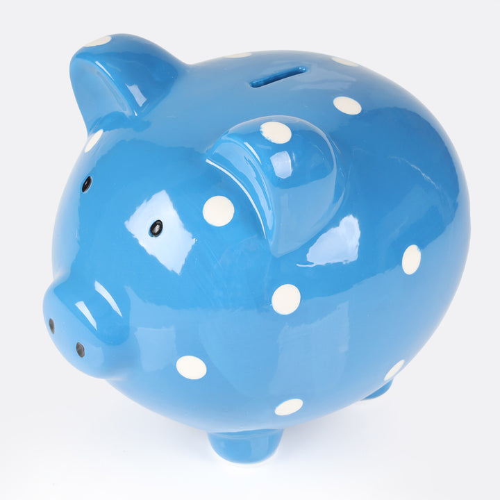 Blue Polka Dot Piggy Bank