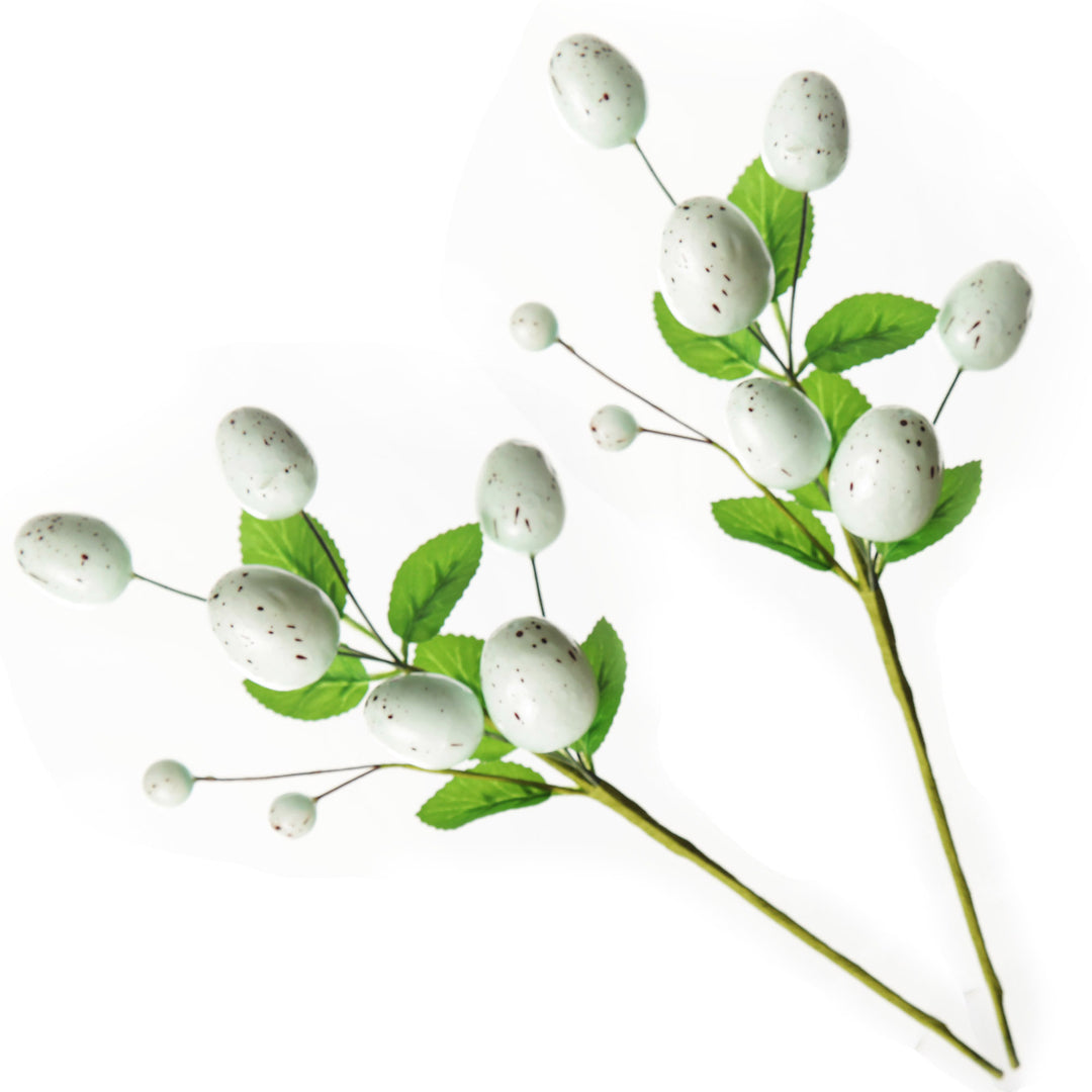Speckled Egg and Foliage Pick - Set of 2