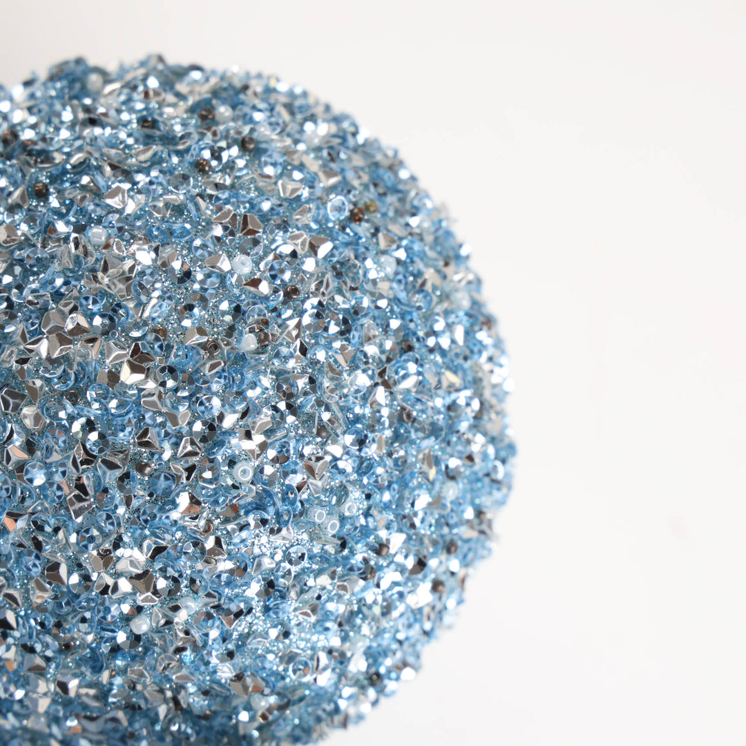 Blue Tinsel Christmas Bauble - 10cm
