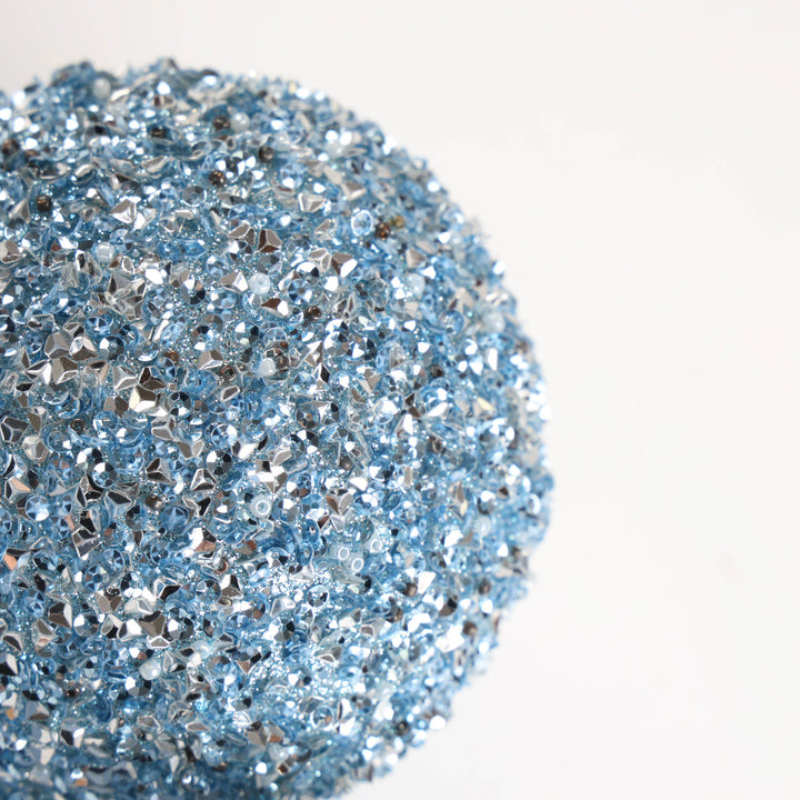 Blue Tinsel Christmas Bauble - 10cm