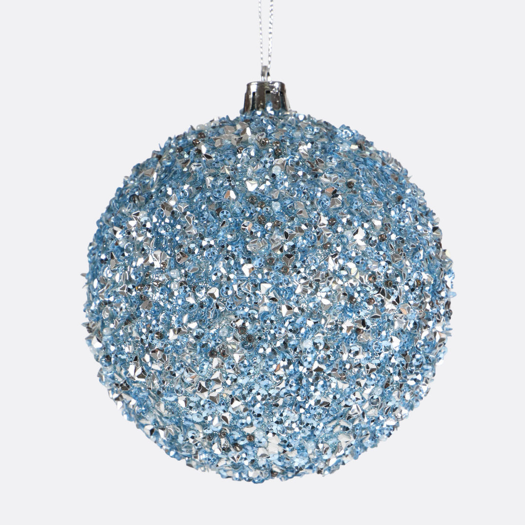 Blue Tinsel Christmas Bauble - 10cm