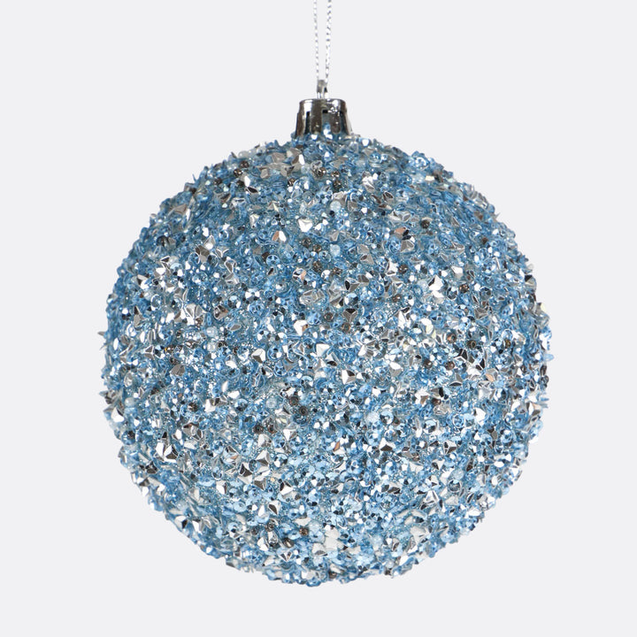 Blue Tinsel Christmas Bauble - 10cm